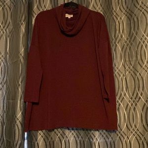 Burgundy cowl neck oversized tunic